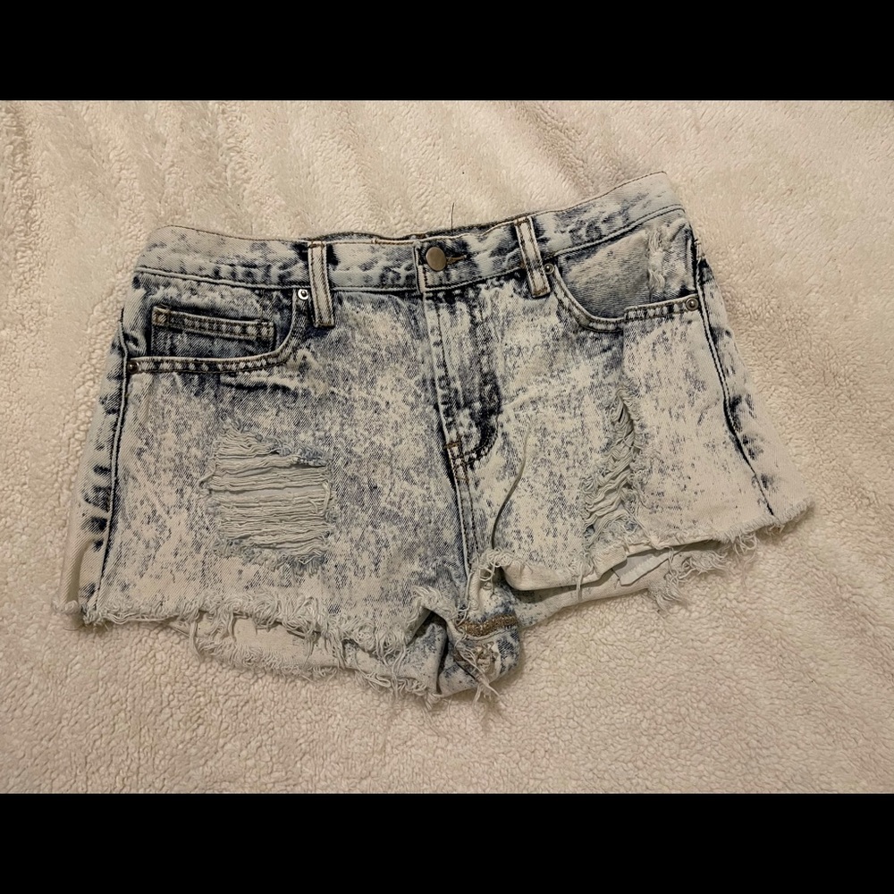 Forever 21 High Waisted Acid Washed Jean Shorts